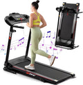 Folding Portable Treadmill with Phone Holder Black Y7902