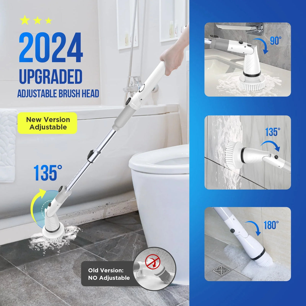 Cordless Electric Spin Scrubber with 4 Heads V919674
