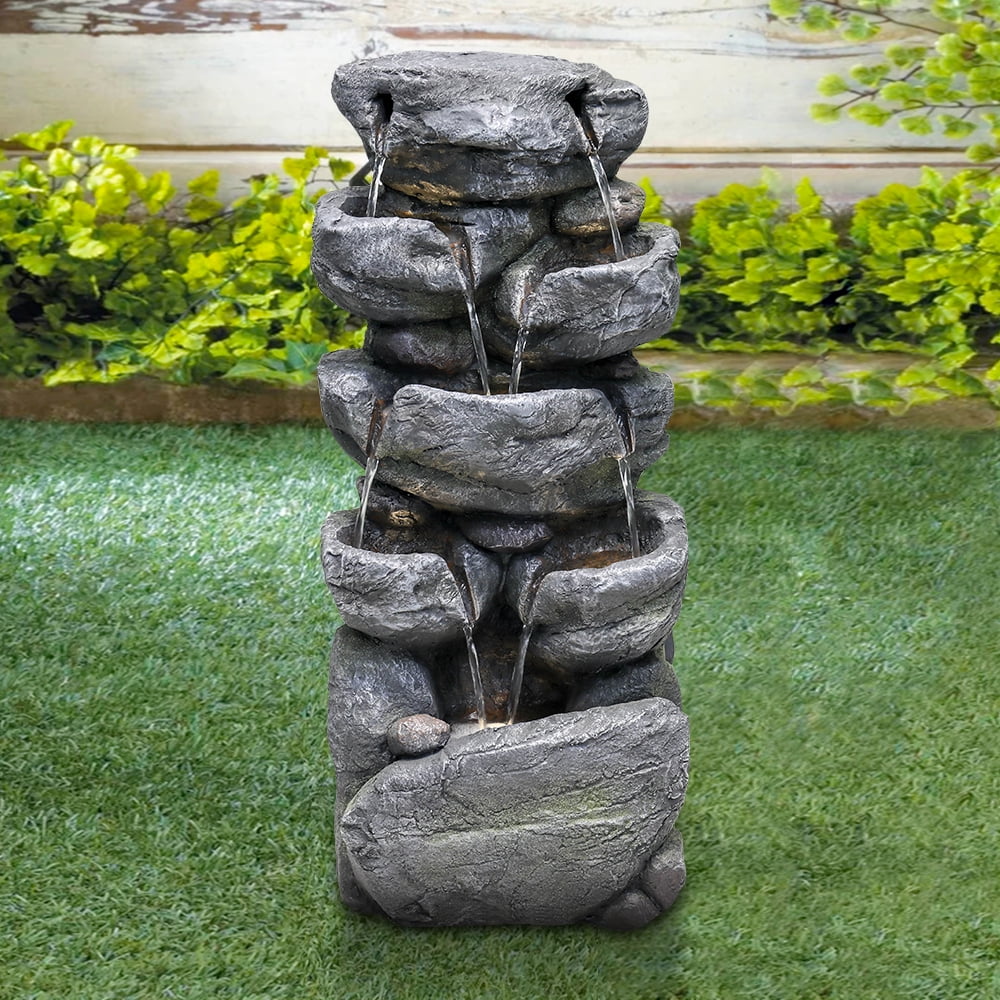 Stacked Rock Fountain with LED Lights B79089