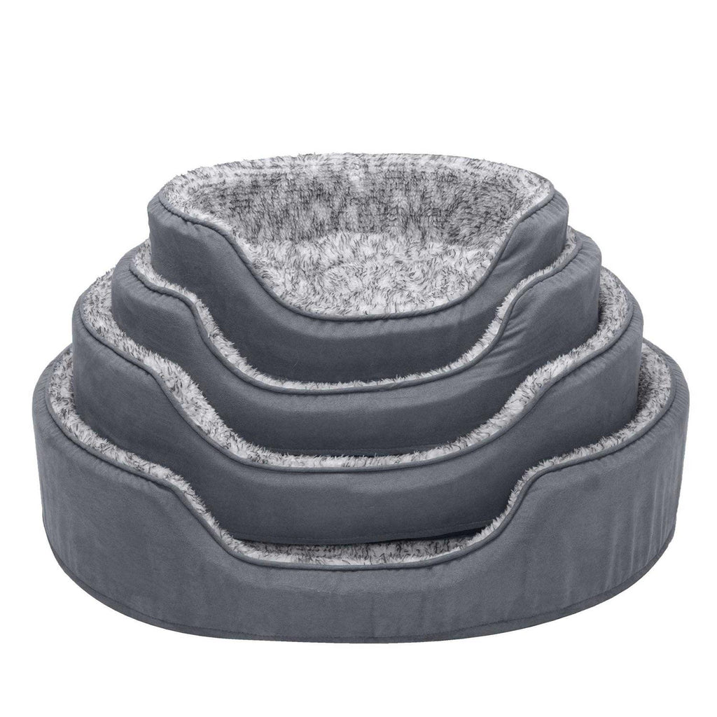 Two-Tone Fur & Suede Oval Dog Bed X257436