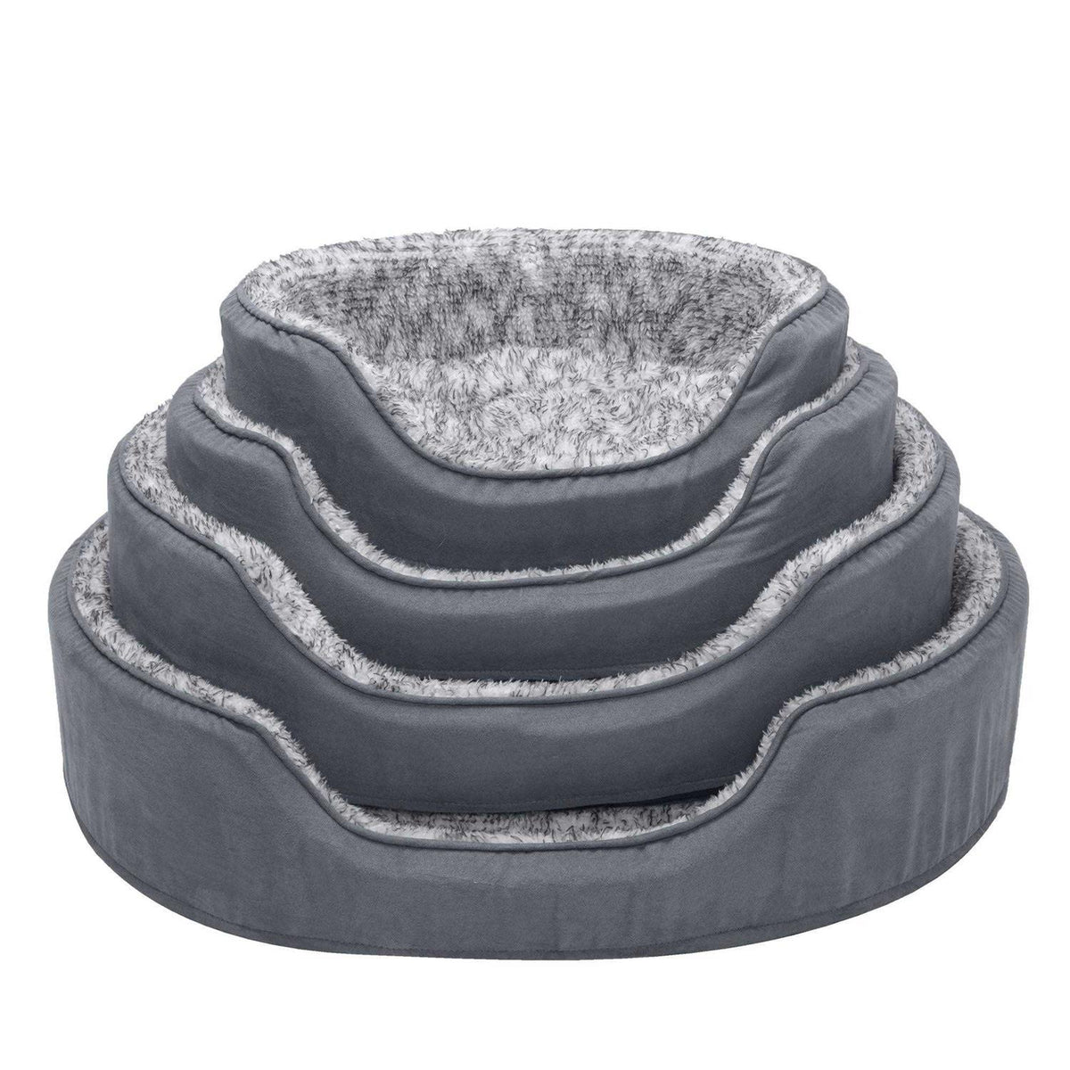 Two-Tone Fur & Suede Oval Dog Bed X257436