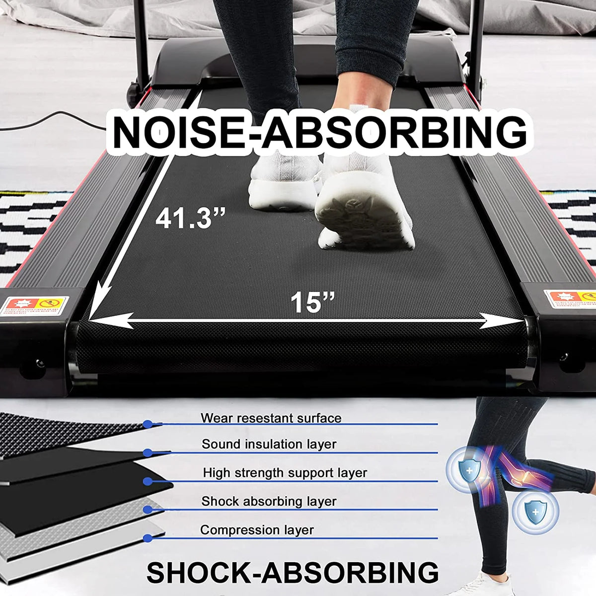 Folding Portable Treadmill with Phone Holder Black Y7902