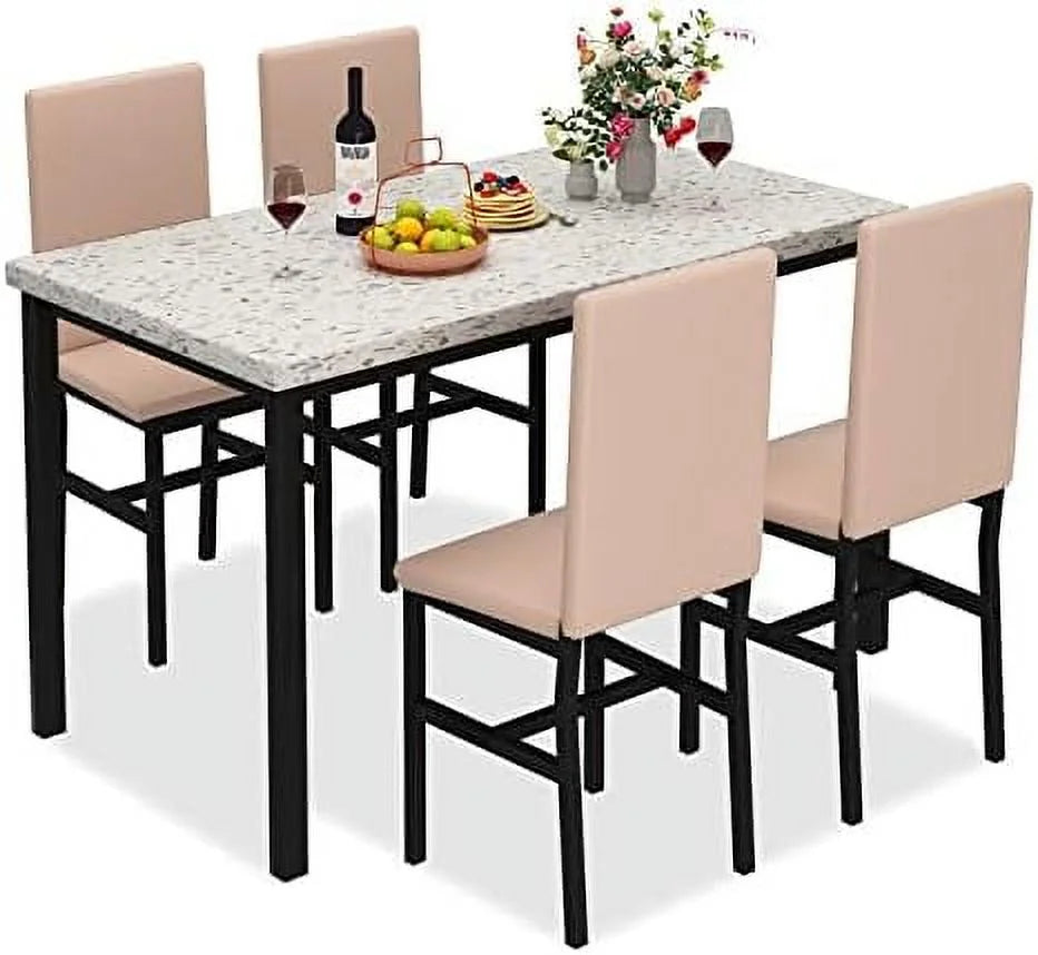 5-Piece Faux Marble Kitchen Table & Chair Set K895