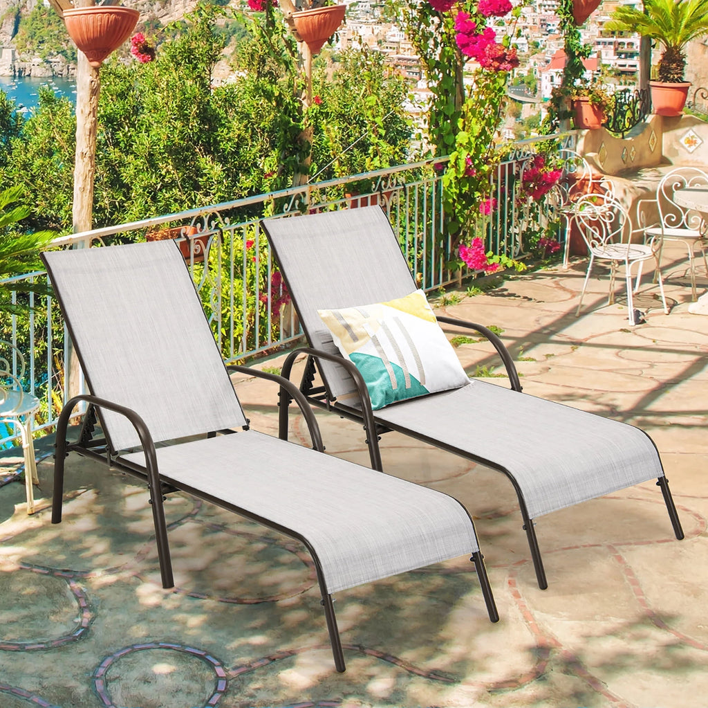 Brown Adjustable Reclining Patio Lounge Chair T390