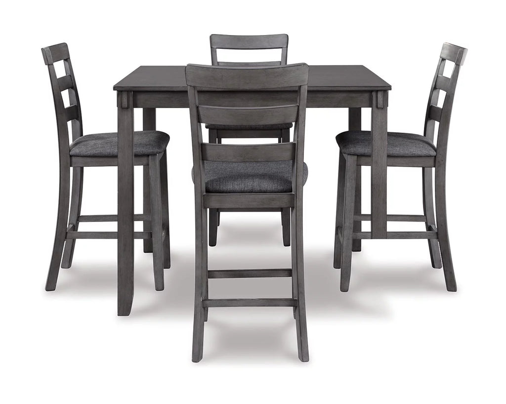 Counter Height Dining Table and Bar Stools Set of 5 Gray S39333