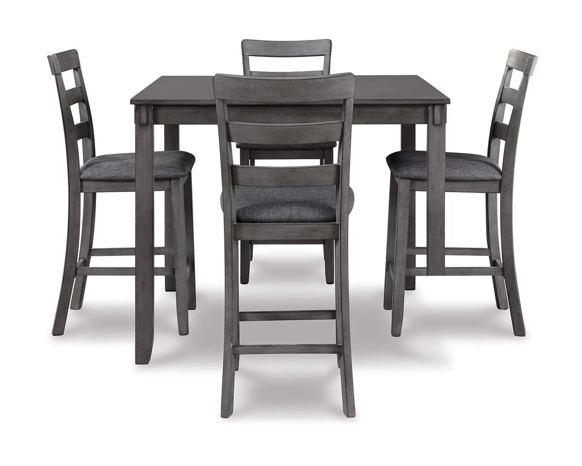 Counter Height Dining Table and Bar Stools Set of 5 Gray S39333