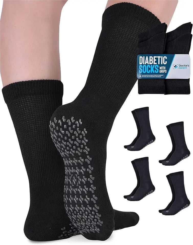 4 Pairs Non Binding Non Slip Gripper Socks D526653