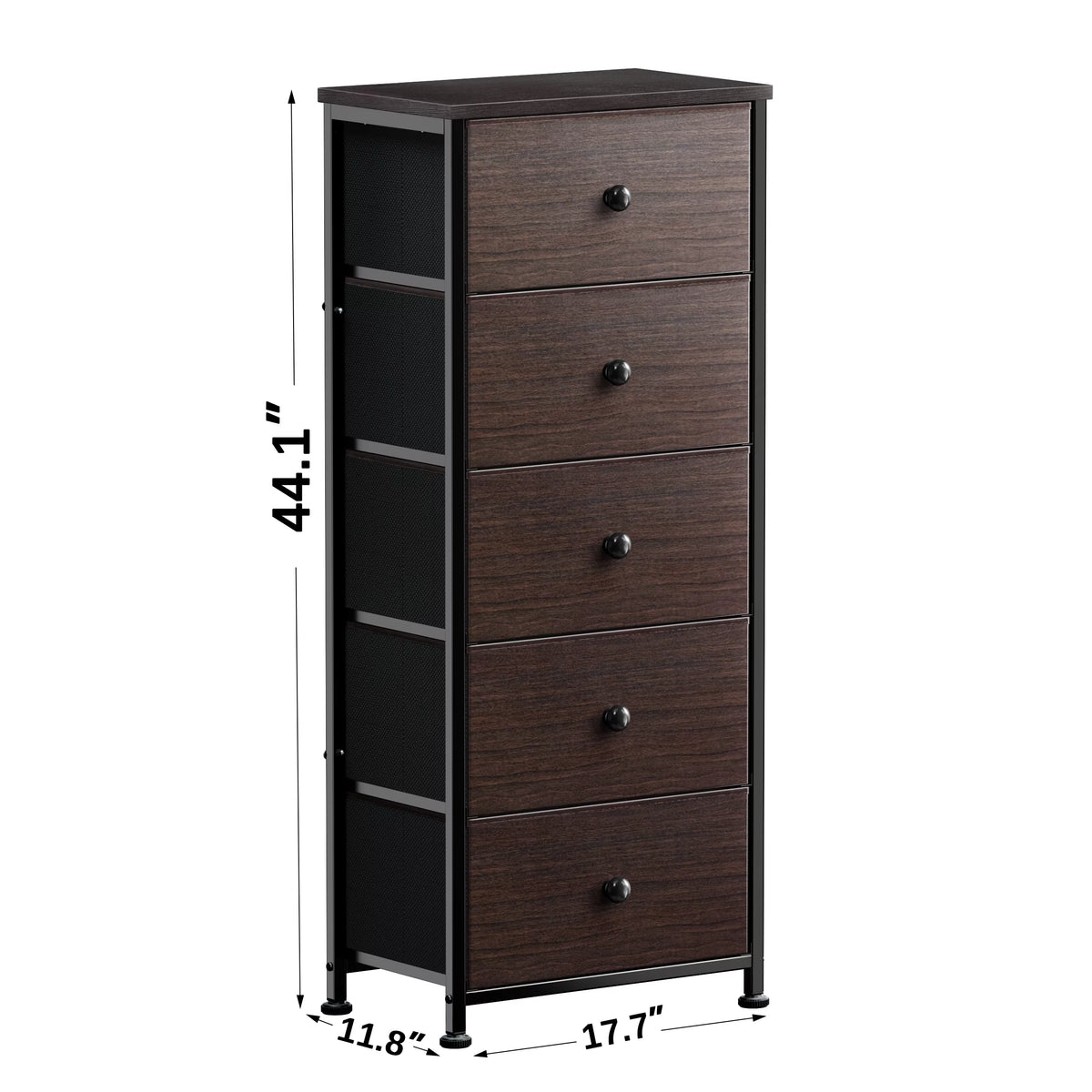 5 Drawer Faux Leather Dresser with Wooden Top F96552