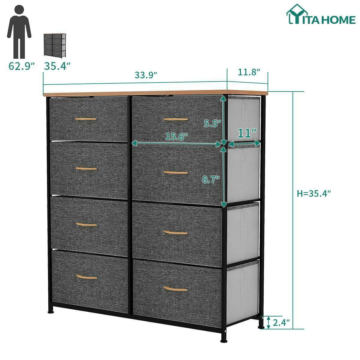 Dark Gray 8 Drawer Storage Dresser C504
