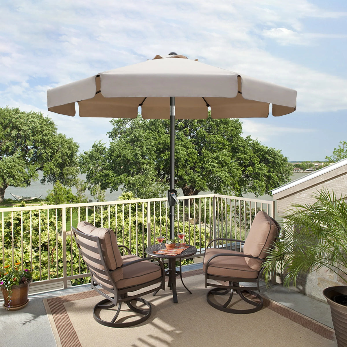 9ft Outdoor Market Patio Umbrella with Push Button Tilt W961