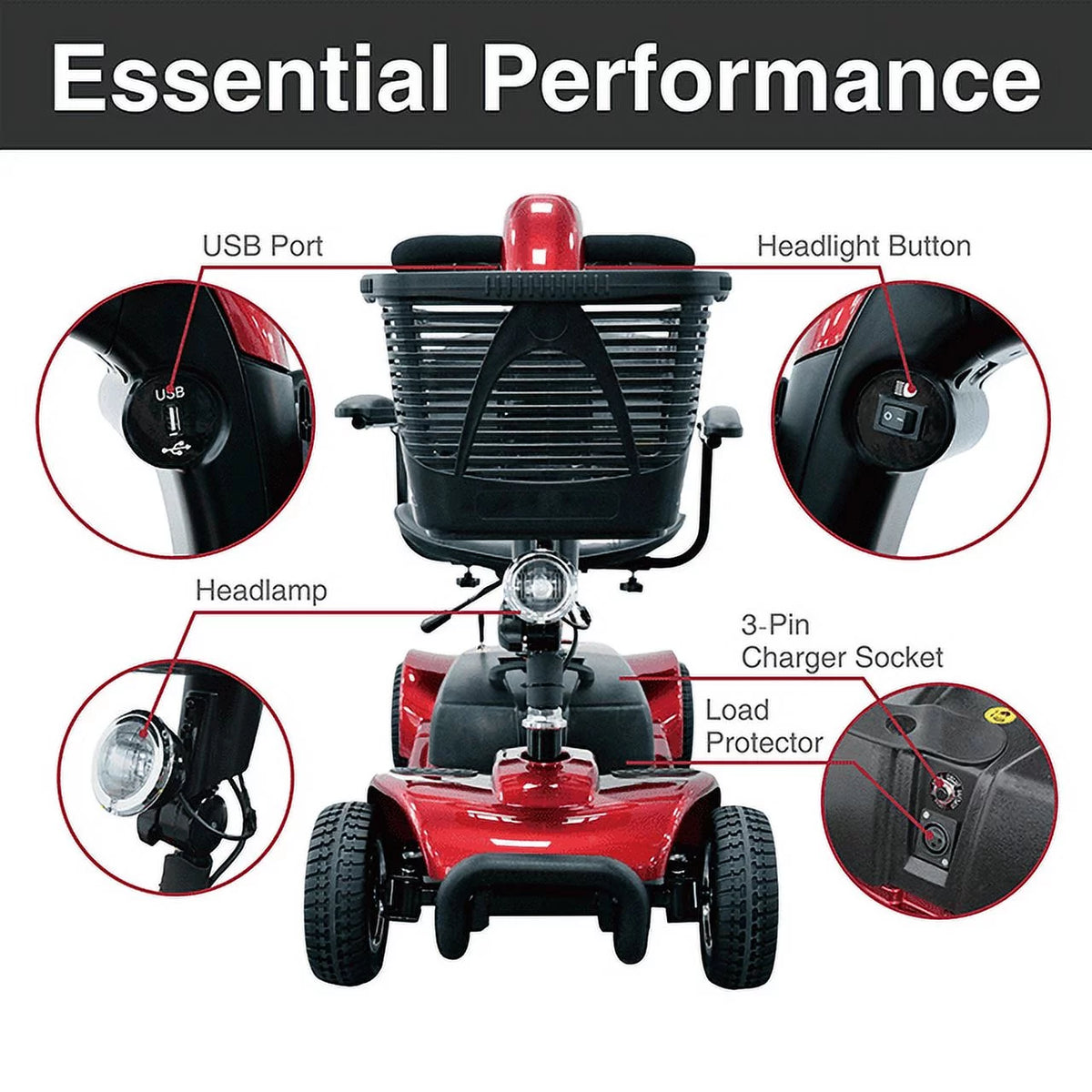 Red 4-Wheel Motorized Power Scooter N27771