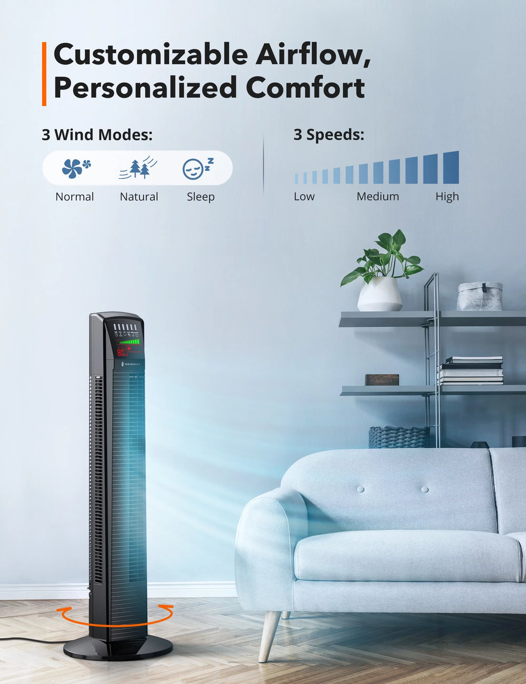 Oscillating Tower Fan with Remote K61110