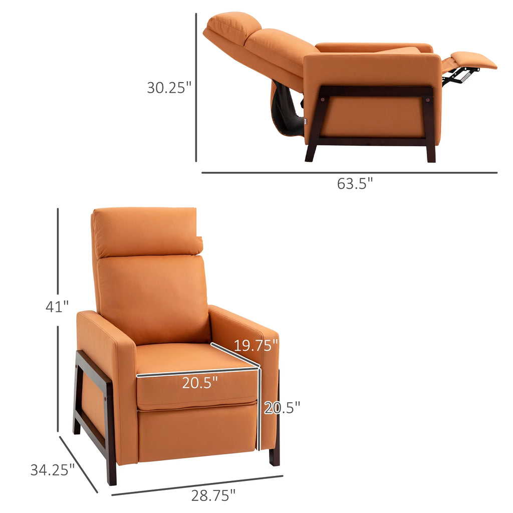 Orange Manual Recliner Chair with Footrest M323729