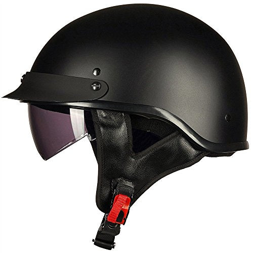 Half Helmet Motorcycle Open Face Sun Visor Quick Release Buckle DOT Approved Z208991