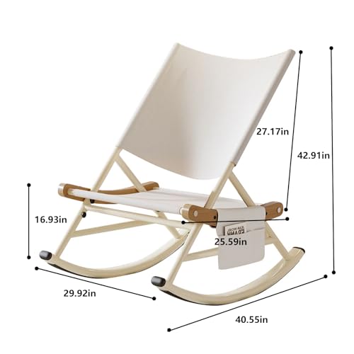 Folding Outdoor Rocker Chair with Side Pocket Carry Bag White E519840