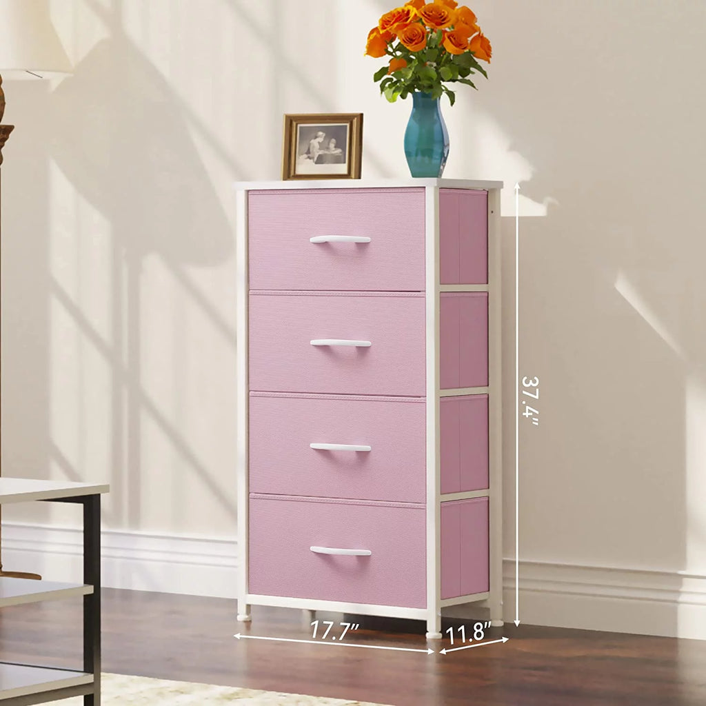 Pink 4 Drawer Fabric Dresser I19744