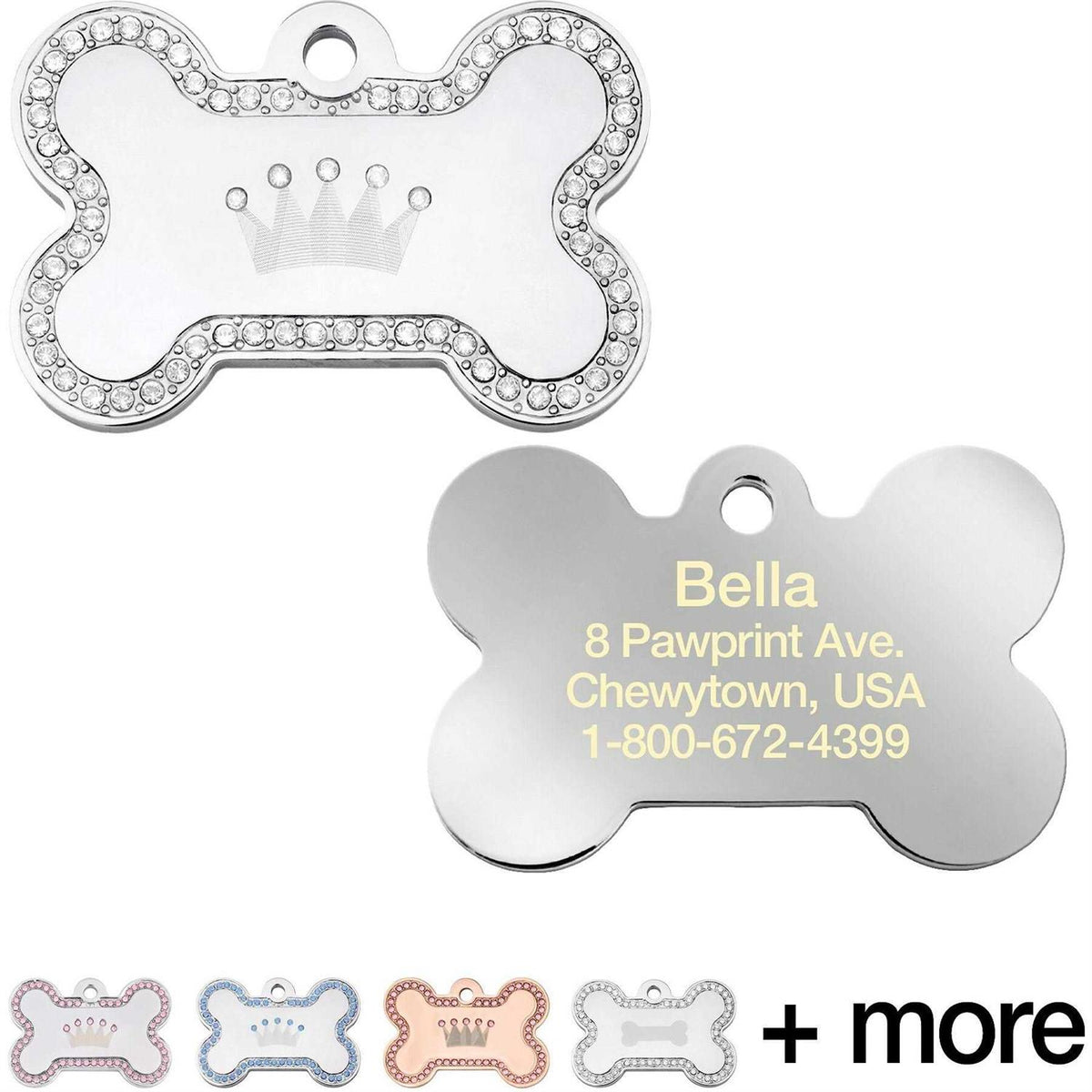 Dog Tag with Crown and Crystals B785