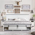 White King Size Platform Bed Frame with Headboard and Storage W8997