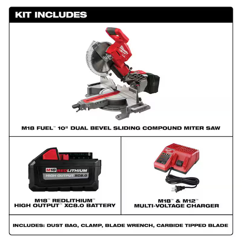 18V Cordless Dual Bevel Sliding Compound Miter Saw Kit with 8.0 Ah Batteries Y5378