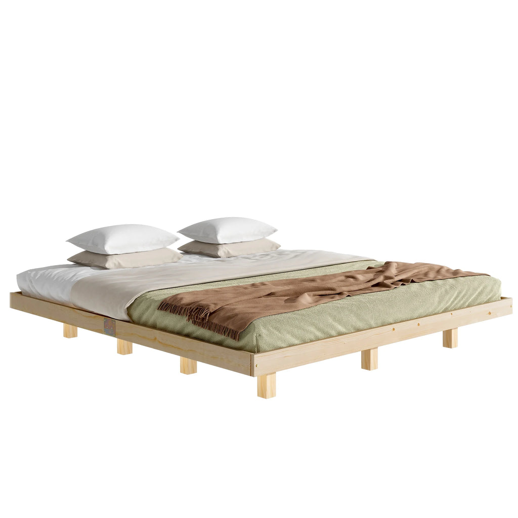 White Full Size Floating Bed Frame with LED Lights L9355