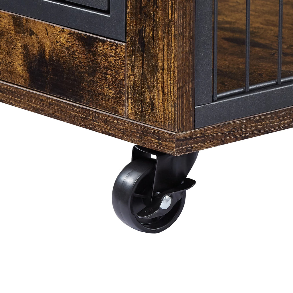 Furniture Dog Cage Crate with Double Doors on Casters C111