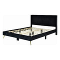 Solid Wood Velvet Platform Queen Bed in Black M1707