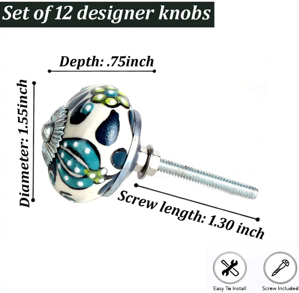 Ceramic Green Round Knobs Set Of 12 X264076