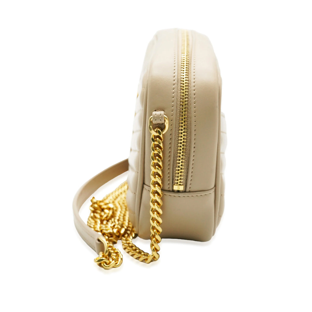 Beige Chevron Calfskin Mini Camera Bag Q671526
