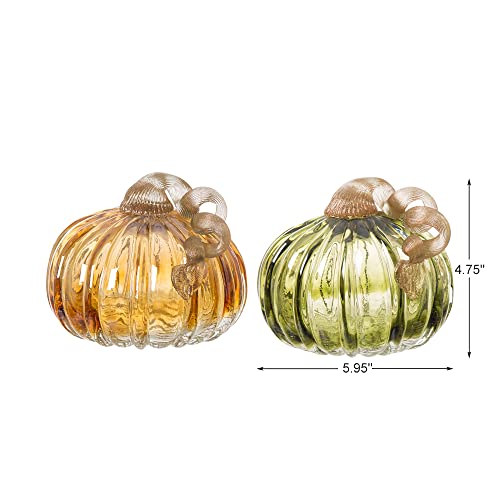 Set of 3 Multi Striped Glass Pumpkins S11191