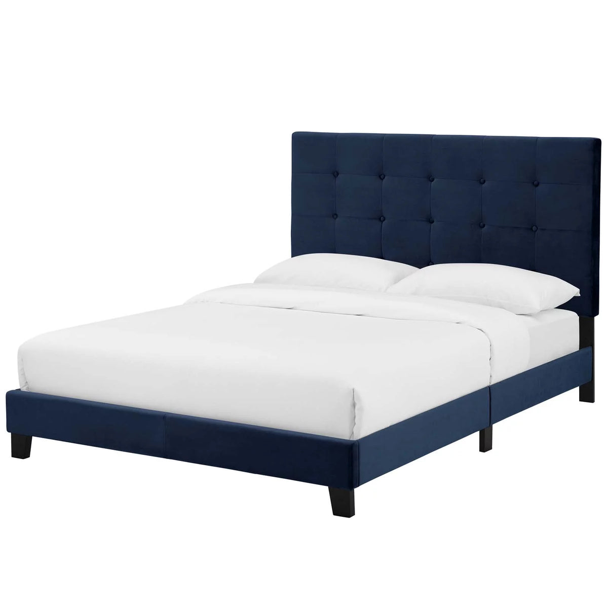 Wood Platform Bed Full Twin Blue Black Q278