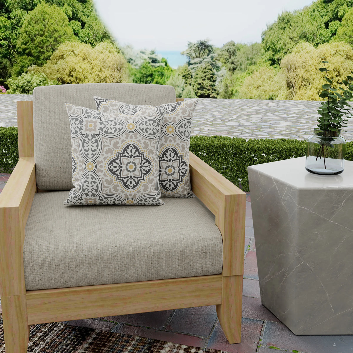 Grey Quatrefoil Square Outdoor Throw Pillow 2 Pack V97225