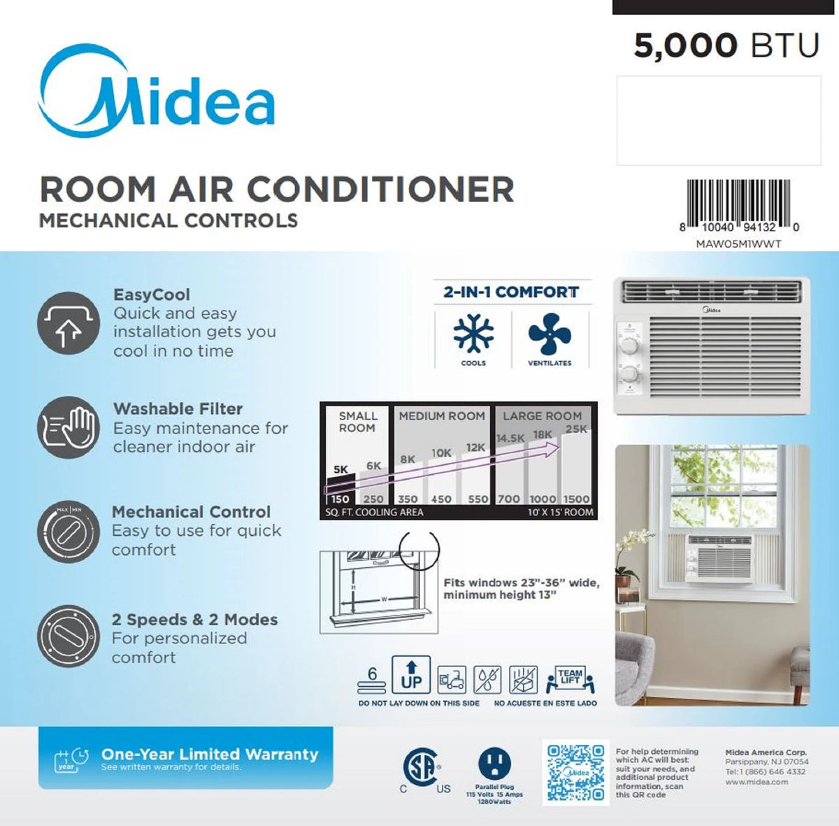 5,000 BTU 115V Mechanical Window Air Conditioner Y606