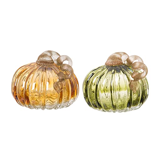 Set of 3 Multi Striped Glass Pumpkins S11191