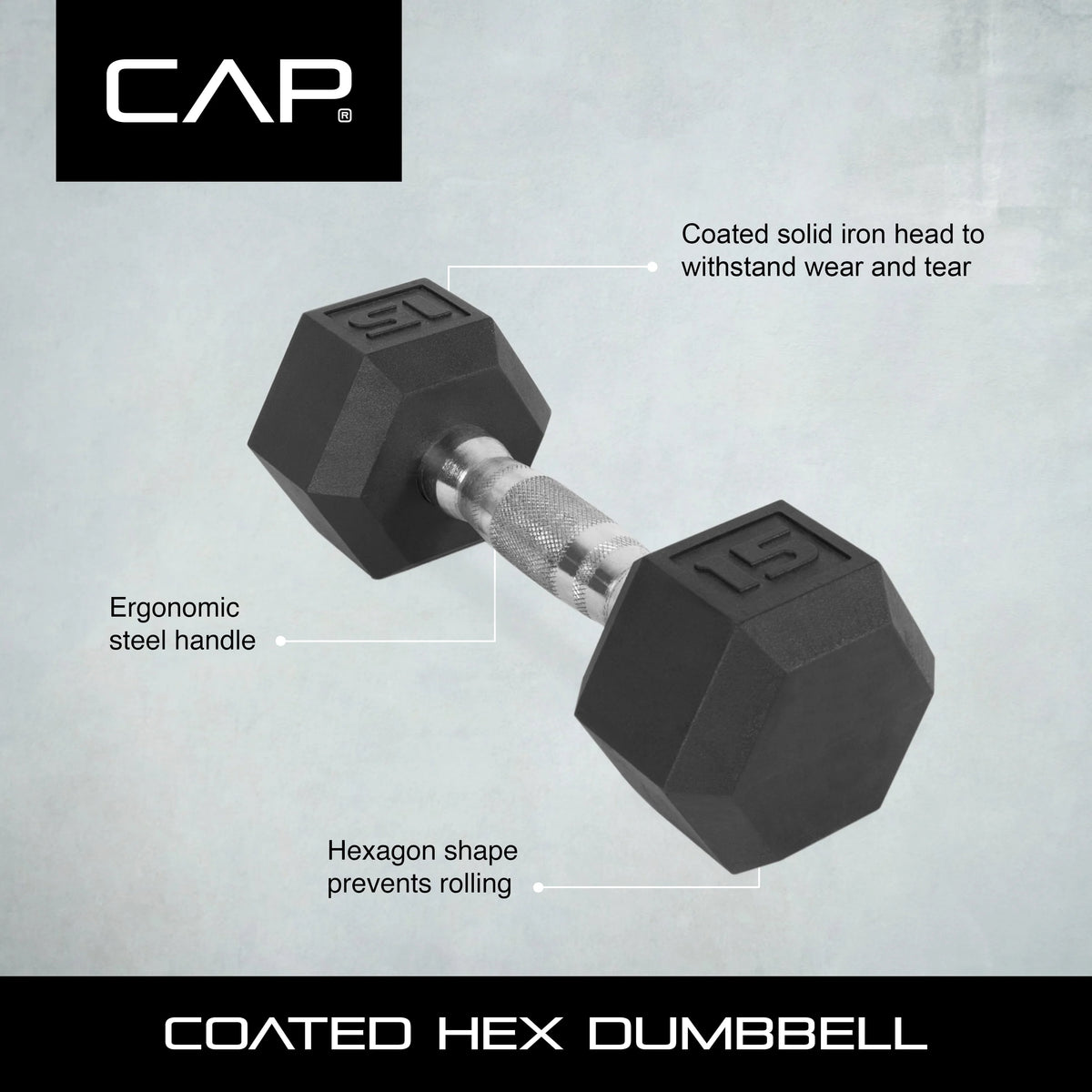 3lb Rubber Hex Dumbbell N474881