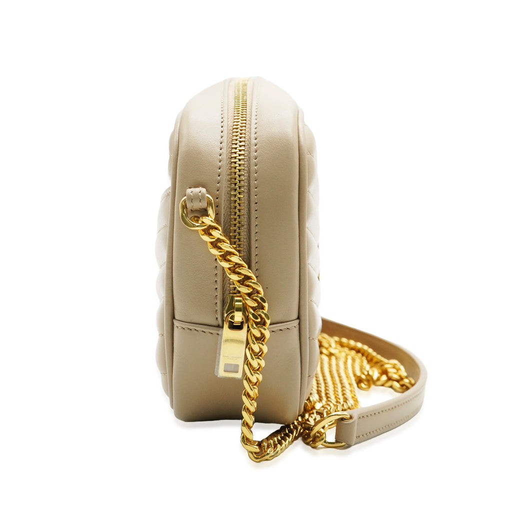 Beige Chevron Calfskin Mini Camera Bag Q671526
