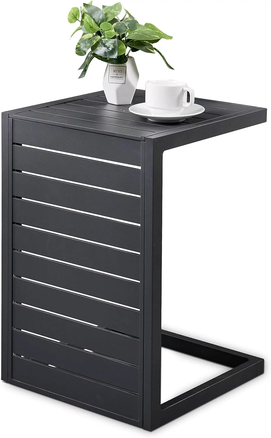 C Shaped Aluminum Side Table Dark Grey Z59034