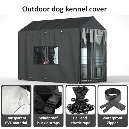 Black Heavy Duty Waterproof Dog Kennel Cover T45706