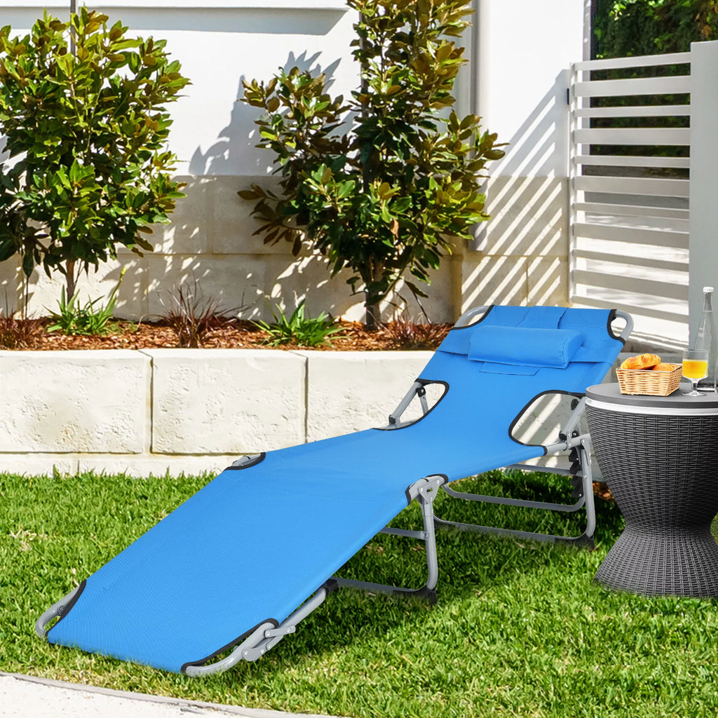 Set of 2 Blue Folding Reclining Beach Lounge Chair U825