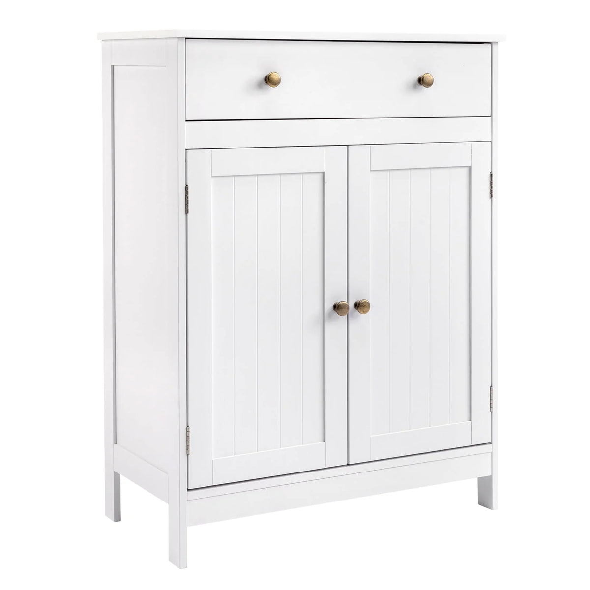 White Wooden 2-Door Bathroom Cabinet with 1 Drawer F3956