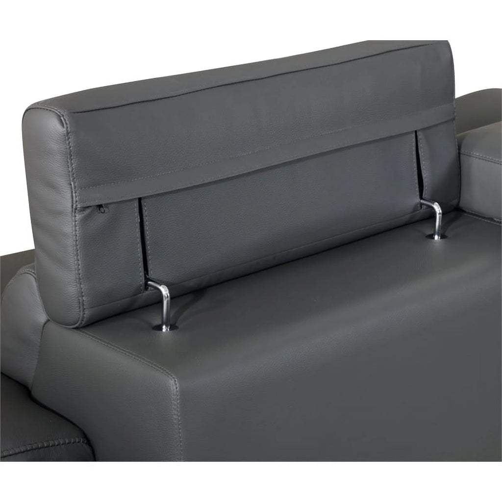 87" Genuine Italian Leather Sofa Dark Gray F304