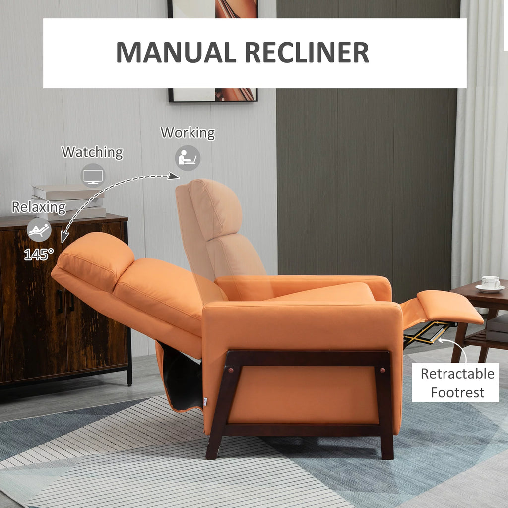 Orange Manual Recliner Chair with Footrest M323729